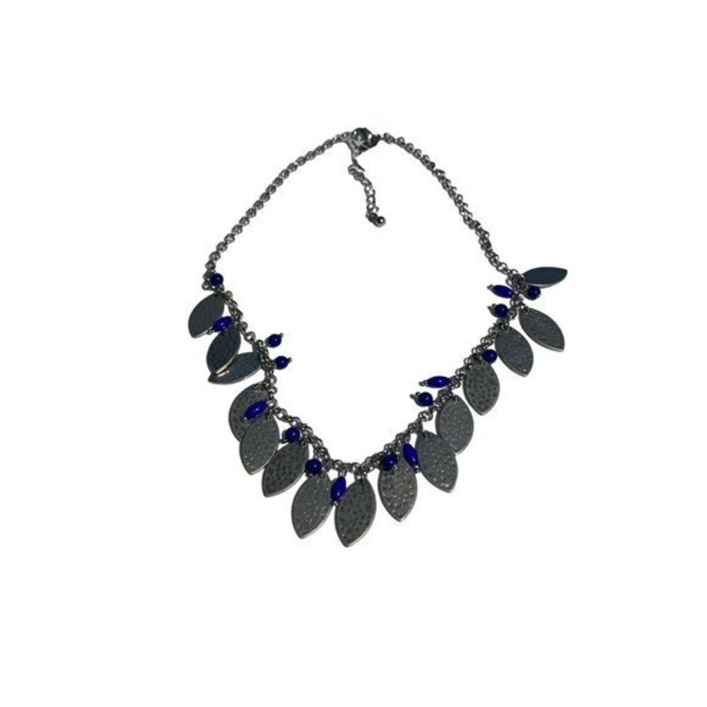 Lia Sophia Breeze Silver Leaf Blue Bead‎ Necklace